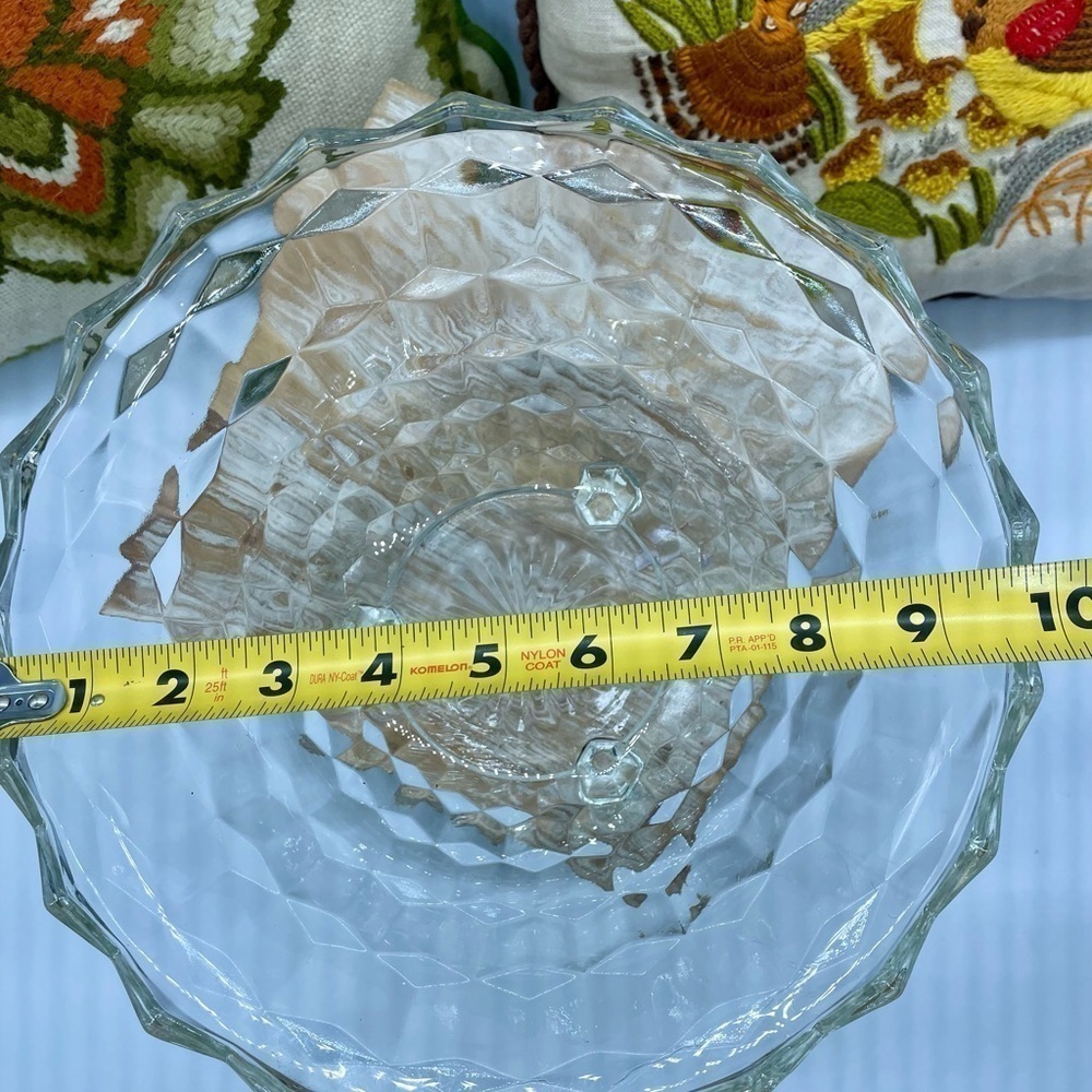Vintage Clear Class Cubist Three Footed Bowl - Picture 5 of 6